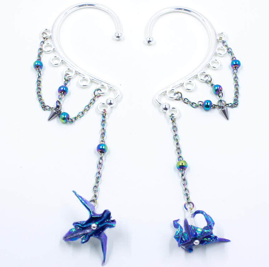 Purple Origami Dragon Over Ear Cuff