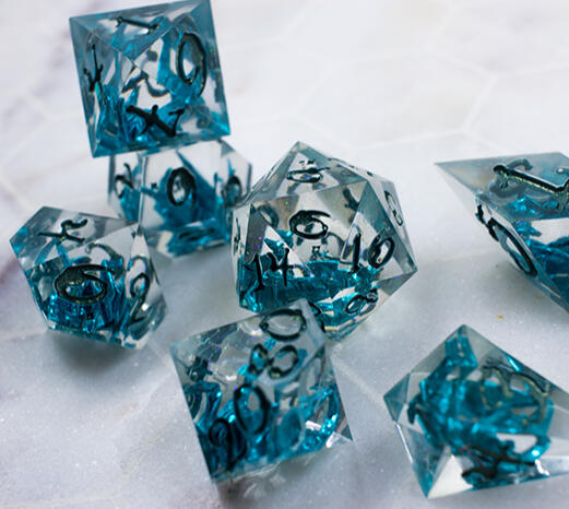 Aqua Origami Dragon Dice Set