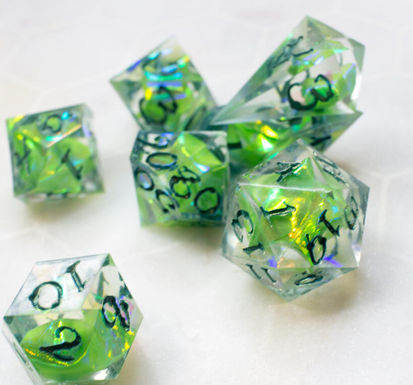 Green Lucky Origami Star Dice Set
